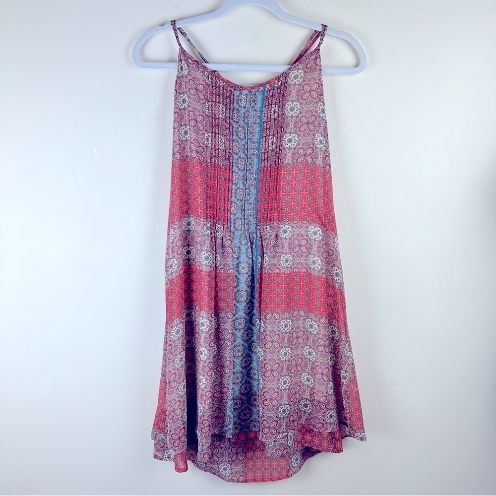 Dex | Bohemian Vintage Style Festival Geometric Print Chiffon Dress | L